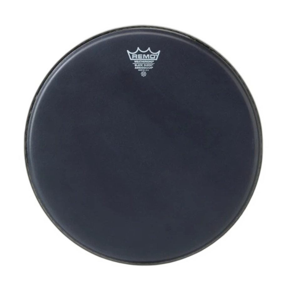 PARCHE 12" BLACK SUEDE AMBASSADOR REMO