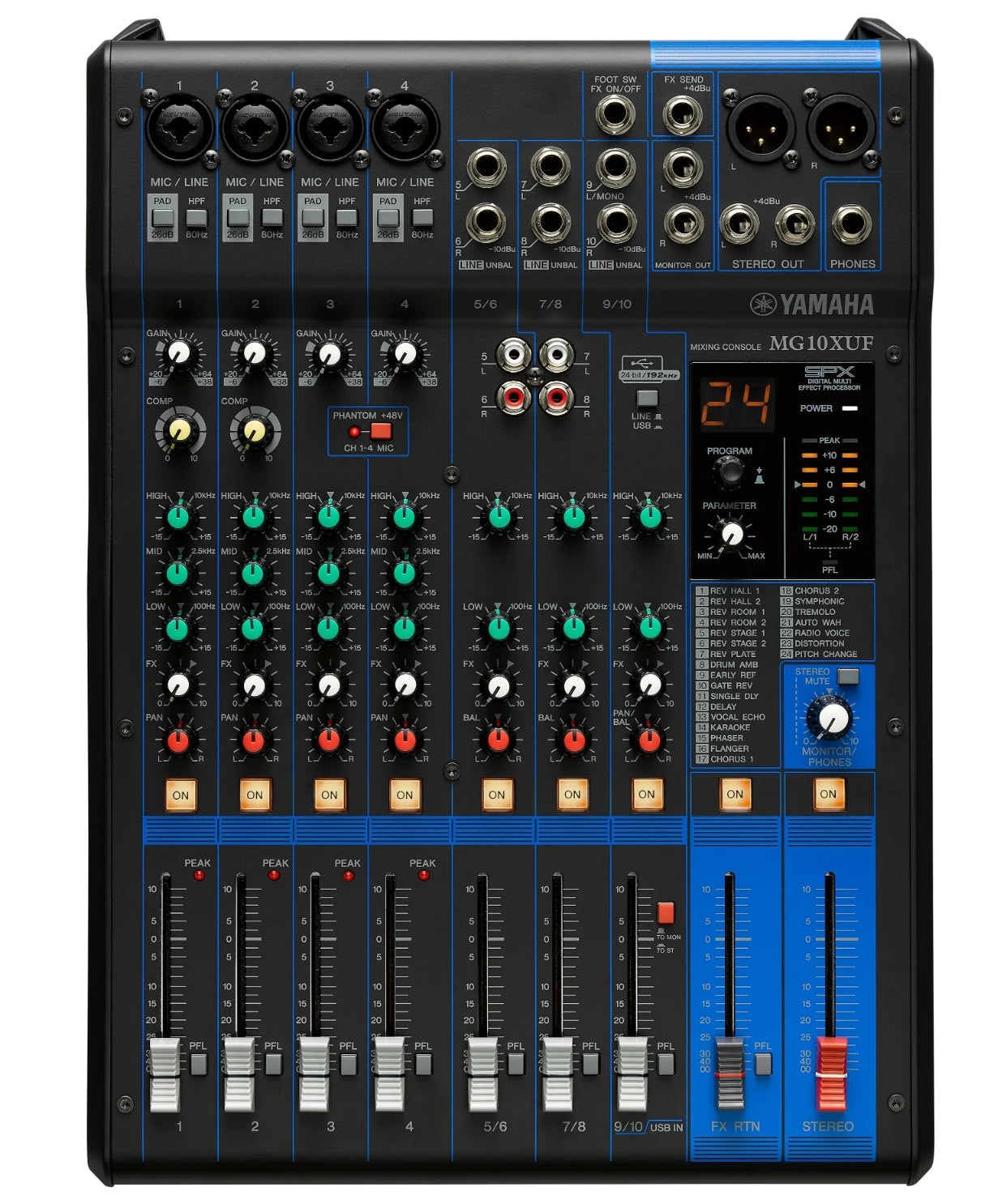 YAMAHA MG-10XUF - MIXER 10 CANALES CON FADERS, EFECTOS Y USB