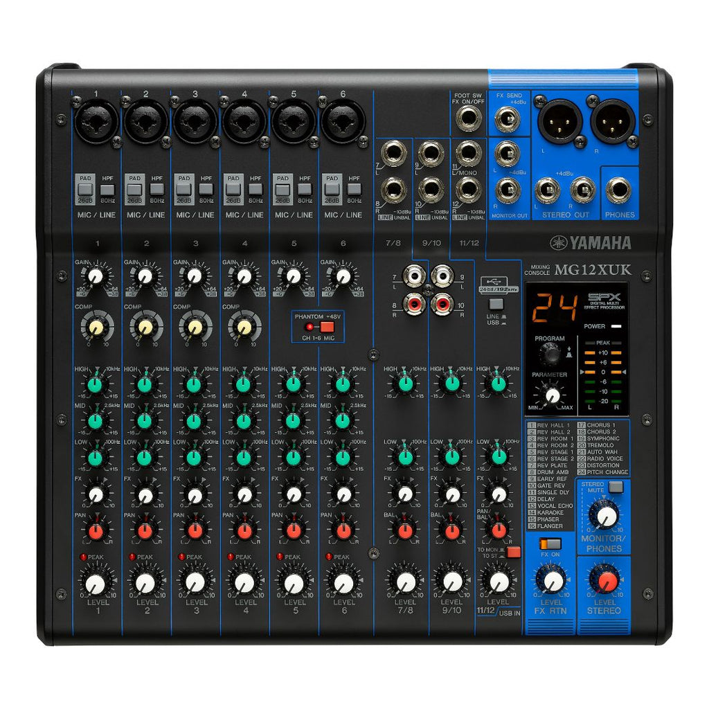 YAMAHA MG-12XUK MIXER 12 CH DE PERILLAS CON EFECTOS Y USB