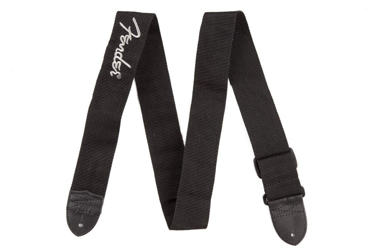 FENDER 0990662043 BLACK POLYESTER LOGO STRAP THALI
