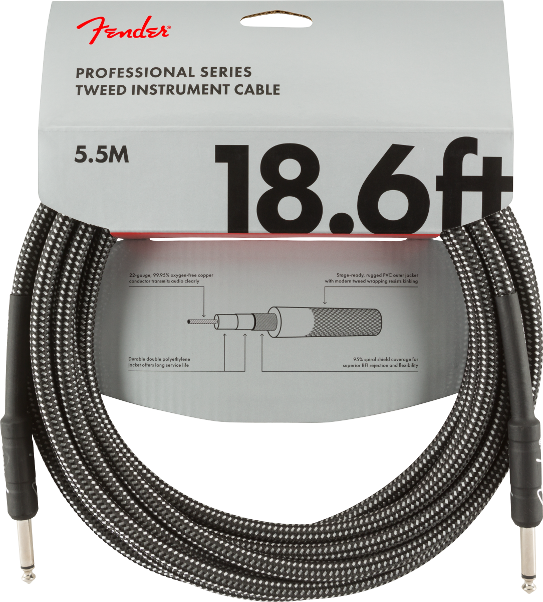 FENDER 0990820068 CABLE INSTRUMENTO TWEED GRAY 5.5 MTS