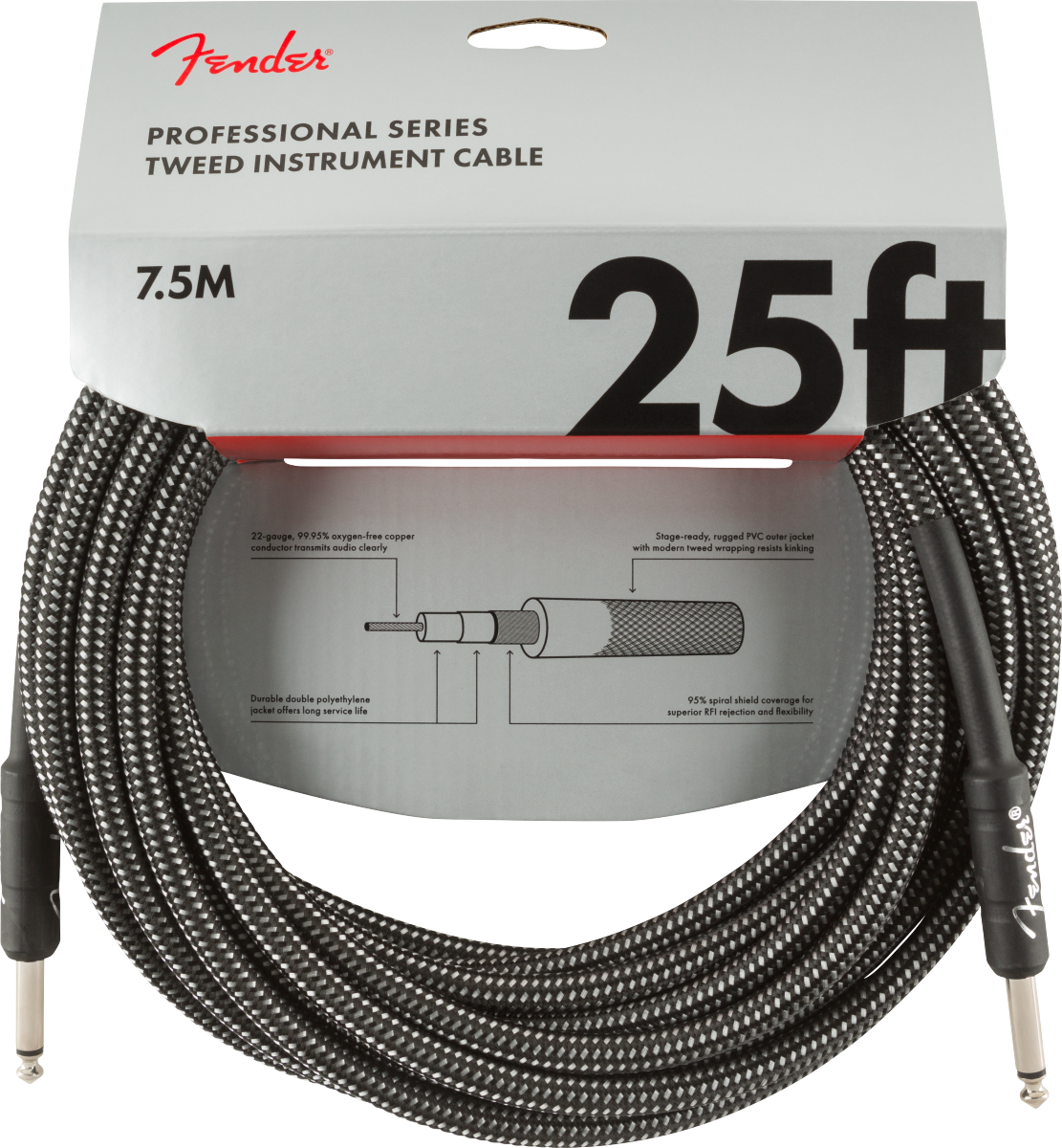 FENDER 0990820071 CABLE INSTRUMENTO TWEED GRAY 7.5 MTS