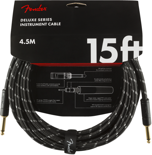 FENDER 0990820083 CABLE INSTRUMENTO DELUXE SERIES BLACK TWEED 4.5MTS