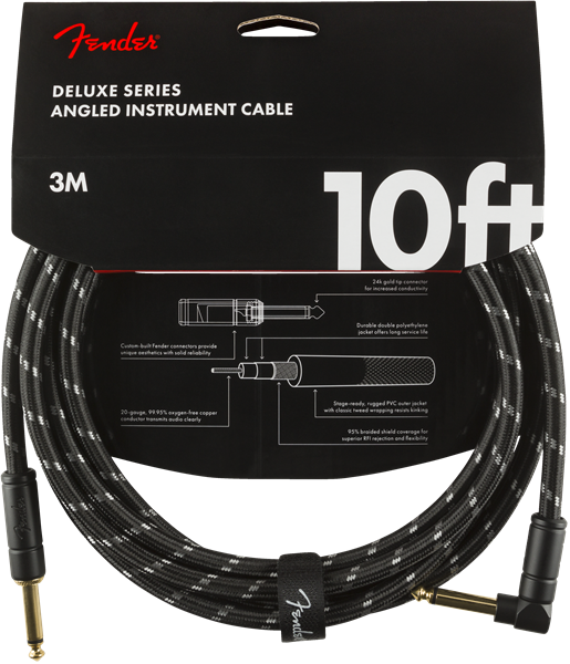 FENDER 0990820090 CABLE DELUXE INSTRUMENTO 3MTS TWEED BLACK