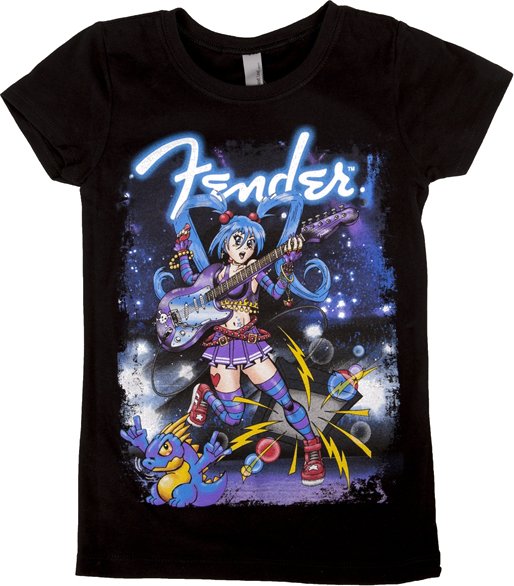 PLAYERA NEGRA WOMAN S ANIME ROCKER FENDER